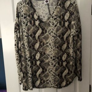Snake print v-neck flannel shirt